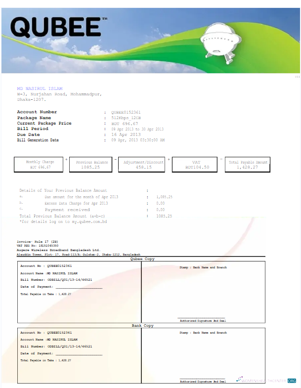 download download PAKISTAN QUBEE utility bill Word and PDF template PDF template PDF template